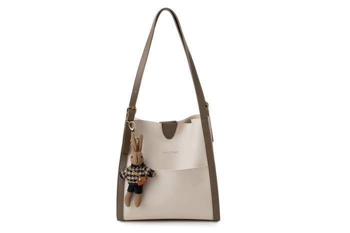 Lucky Bees Bolso Tote Crema y Visón Oscuro